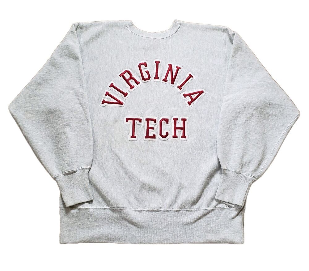 Vintage 90s Champion Reverse Weave Virginia Tech XL USA Made Grey Sweatshirt